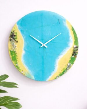 Azure Shore – Handcrafted Resin Epoxy Wall Clock