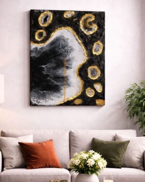 Obsidian Gold Vein – Epoxy Resin Wall Panel