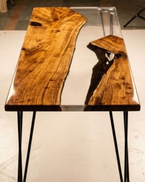 Obsidian River Live-Edge Epoxy Resin Table